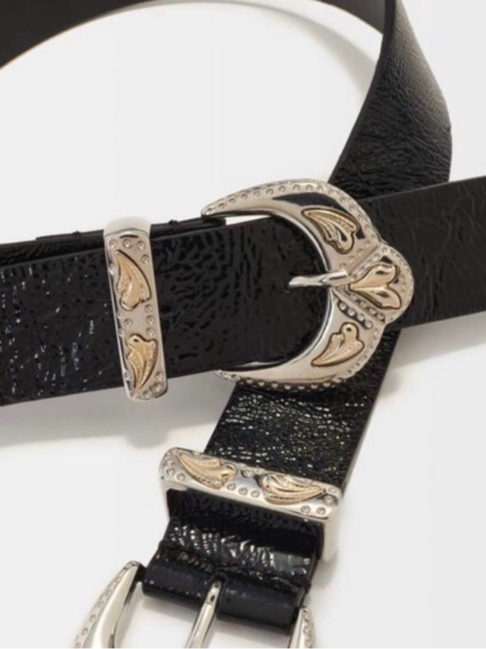 Maje Black Belt with Two-Tone Western Buckle